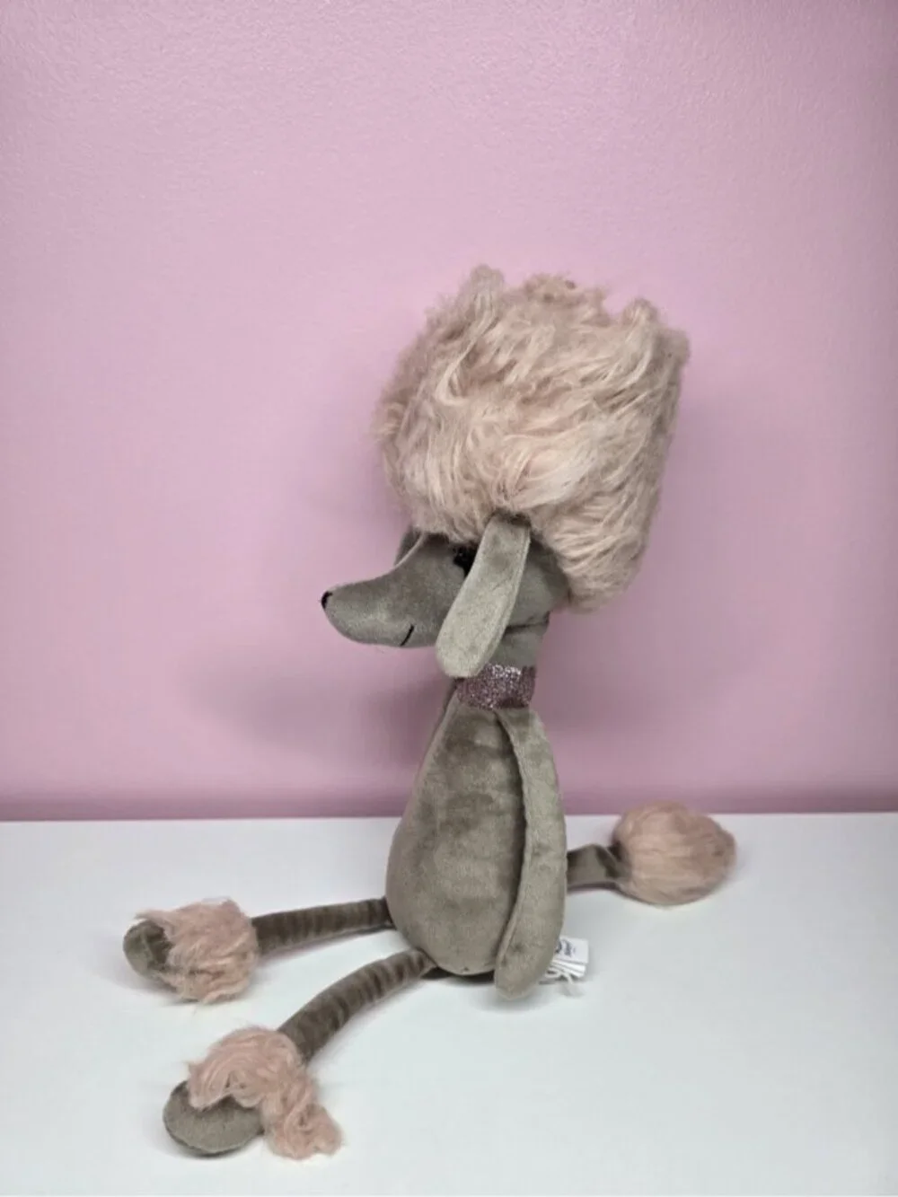 Jellycat Swellegant Penelope Poodle Gray & Pink 14” Plush Stuffed Animal